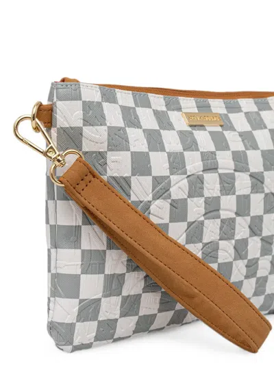 Sprayground Check-pattern Embossed Shoulder Bag In Gray
