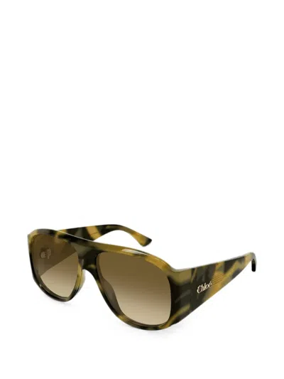 Chloé Pilot-frame Sunglasses In Brown
