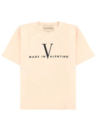 Valentino Garavani  Cotton T-shirt With Made In  Print In Neutral
