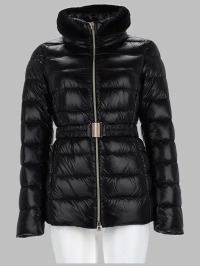 Herno Shniy Padded Down Jacket With Belt Coats Black In Black