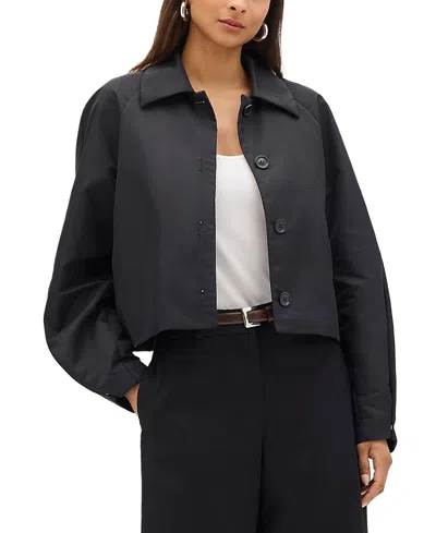 Another Tomorrow Balmacaan Jacket In Black
