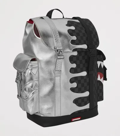Sprayground Side Drip Flap Backpack In Silver