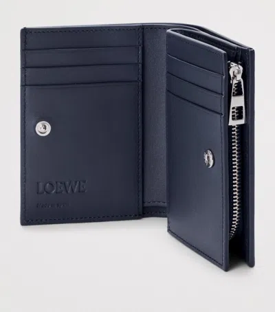 Loewe Leather Anagram Compact Wallet In Blue