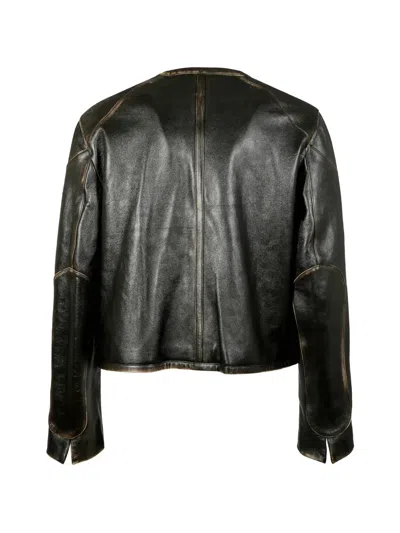 Namacheko Distressed-effect Leather Jacket In Brown