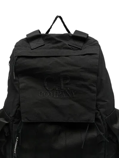 C.p. Company Logo-embroidered Multi-pocket Backpack In Black