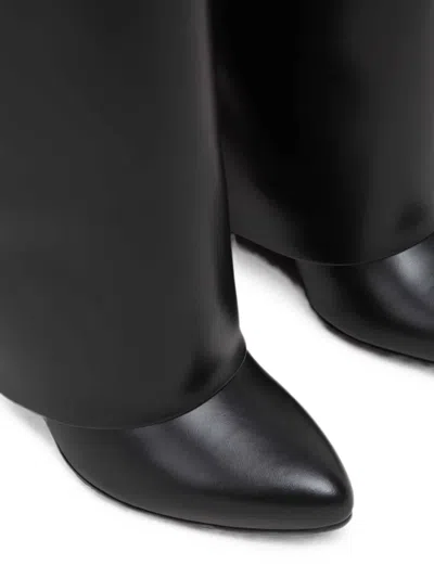 Givenchy Women Black Sandals With Logo Plaque On The Front And High Wedge Heel In Leather Woman In Black