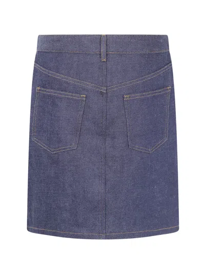 A.p.c. Denim Skirt Belt Loops Front Back Pockets In Blue
