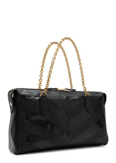 Valentino Garavani  Garavani Panthea Shoulder Bag In Nappa Leather With Chevron Pattern Wom In Black