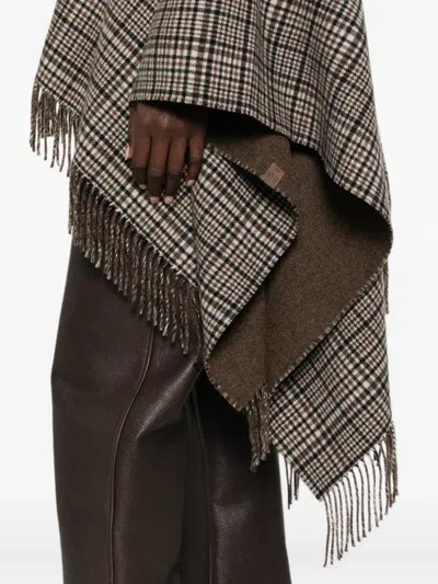 Brunello Cucinelli Check-pattern Fringed Poncho In Multi