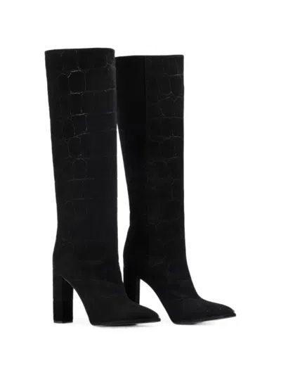 Le Silla Elsa Croc-effect Boots In Black