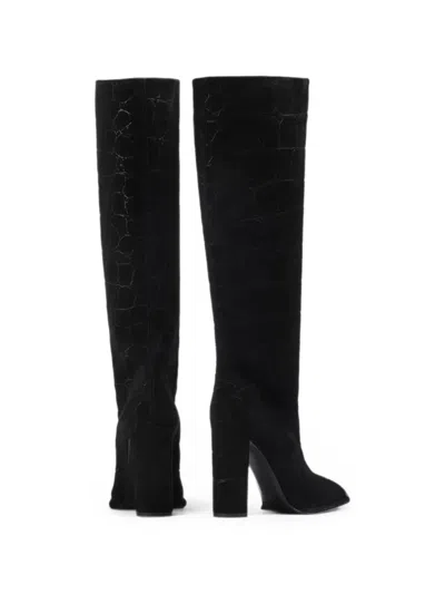 Le Silla Elsa Croc-effect Boots In Black
