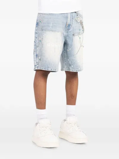 Guapi Spiderweb-embellished Denim Shorts In Blue