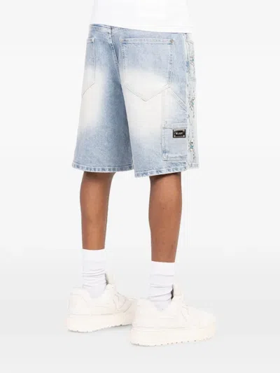 Guapi Spiderweb-embellished Denim Shorts In Blue