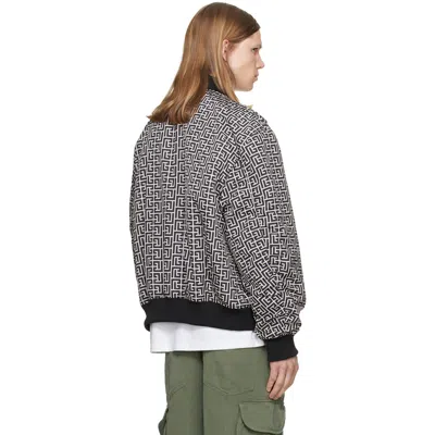 Balmain Monogram Reversible Bomber Jacket Geometric Pattern In Gray