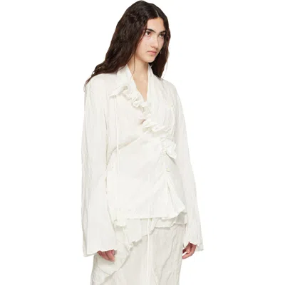 Open Yy Unbalanced Ruffled Blouse In White