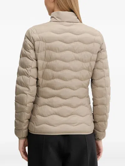 Ea7 Quilted Logo-print Jacket In Neutral