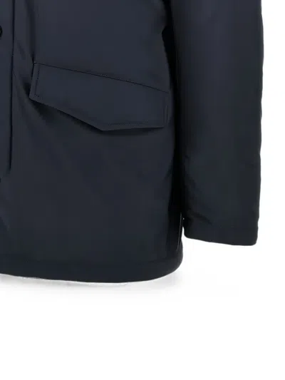 Herno Sub-zero Button-fastening High-neck Coat In Blue
