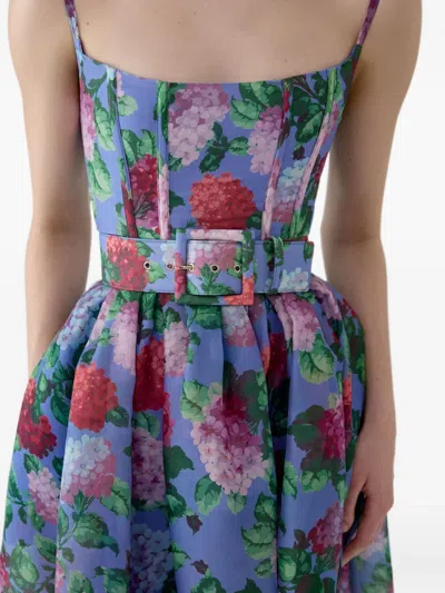 Carolina Herrera Icon Hydrangea-print Belt In Multi