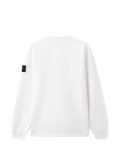 Stone Island Compass-patch Sweatshirt In White