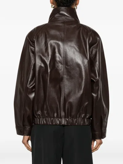 Sandro Oversized Leather Jacket In Black