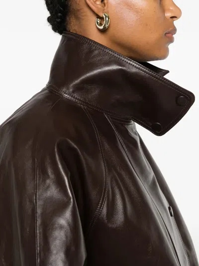 Sandro Oversized Leather Jacket In Black