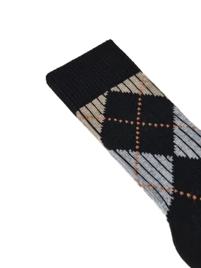 Closed Argyle-knit Socks In Black