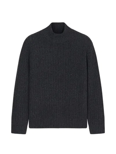 Closed Ribbed-knit Sweater In Gray