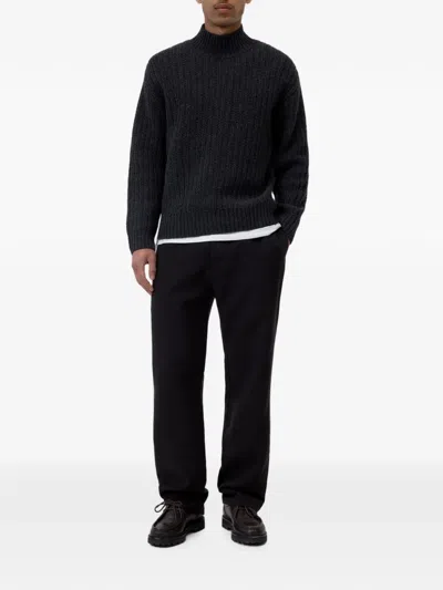 Closed Ribbed-knit Sweater In Gray