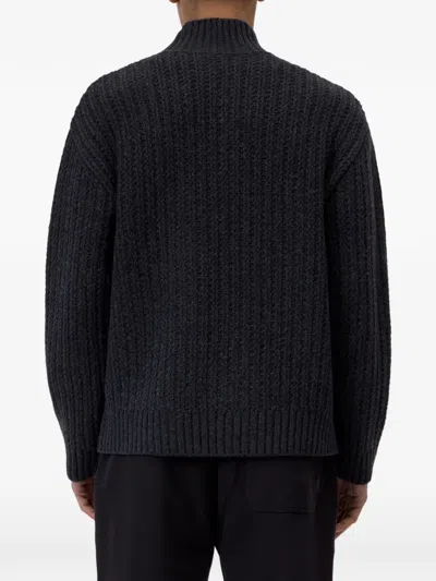 Closed Ribbed-knit Sweater In Gray