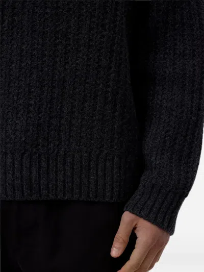 Closed Ribbed-knit Sweater In Gray