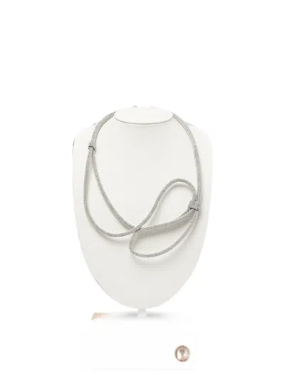 Peserico Beaded Loop Necklace In Silver
