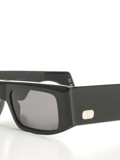 Valentino Rectangular Acetate Glasses Black In Black