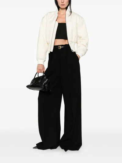 Balenciaga Cropped Bomber Jacket In Technical Faille In Neutral