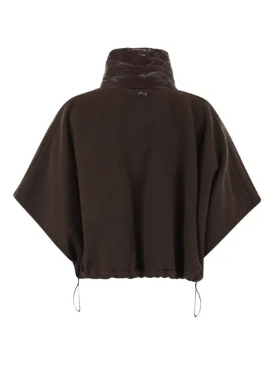 Herno Wool And Nylon Short Down Jacket In Brown