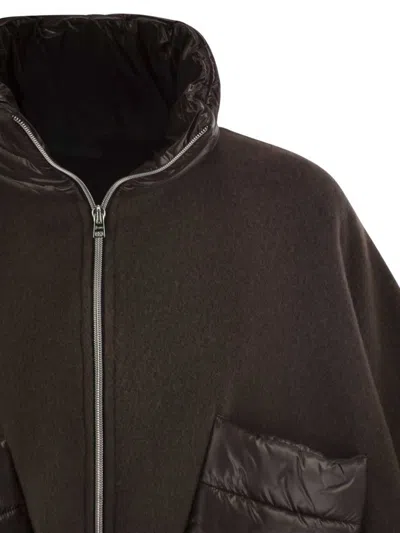 Herno Wool And Nylon Short Down Jacket In Brown