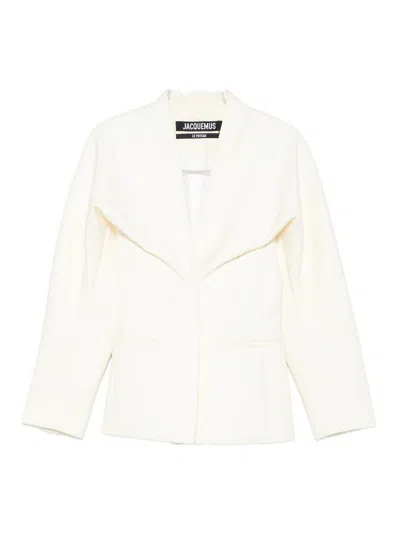 Jacquemus Chale Wool Blend Single Breasted Jacket In White