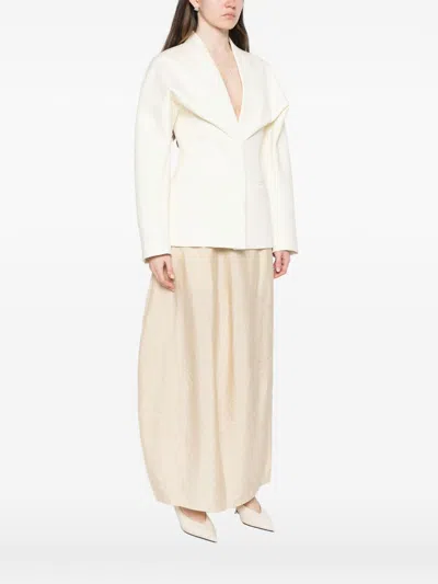 Jacquemus Chale Wool Blend Single Breasted Jacket In White