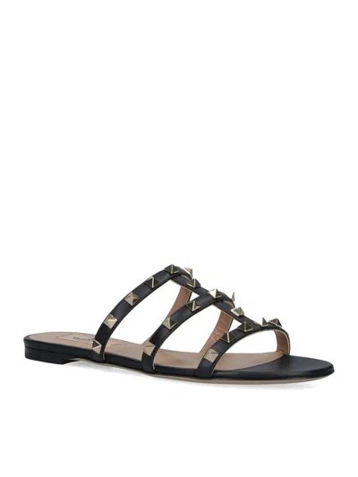Valentino Rockstud Caged Leather Sandal In Black