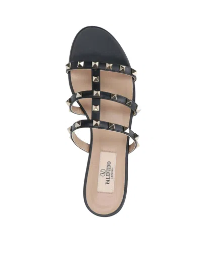 Valentino Rockstud Caged Leather Sandal In Black
