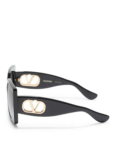 Valentino Rectangular Vlogo Sunglasses In Black