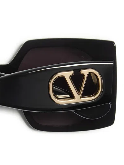 Valentino Rectangular Vlogo Sunglasses In Black
