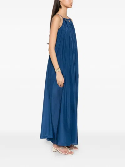 Zimmermann Womens Dark Cobalt Aster Gathered-bead Silk Maxi Dress In Blue