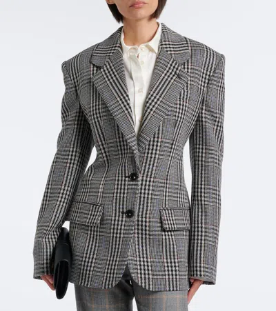 Stella Mccartney Checked Wool Blazer In Gray