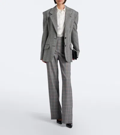 Stella Mccartney Checked Wool Blazer In Gray