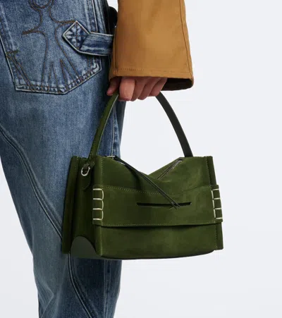 Jw Anderson W Anderson Womens Khaki Loafer Suede Shoulder Bag In Green