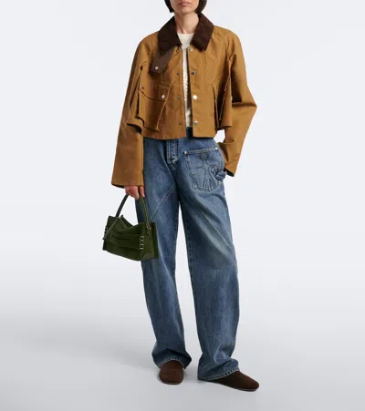Jw Anderson W Anderson Womens Khaki Loafer Suede Shoulder Bag In Green