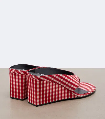 Alaïa Cube Gingham Wedge Sandals In Red