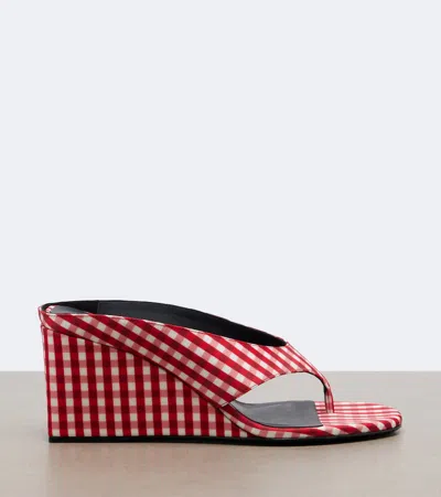 Alaïa Cube Gingham Wedge Sandals In Red