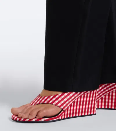 Alaïa Cube Gingham Wedge Sandals In Red