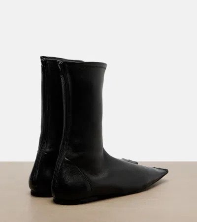 Khaite Marlene Leather Ankle Boots In Black